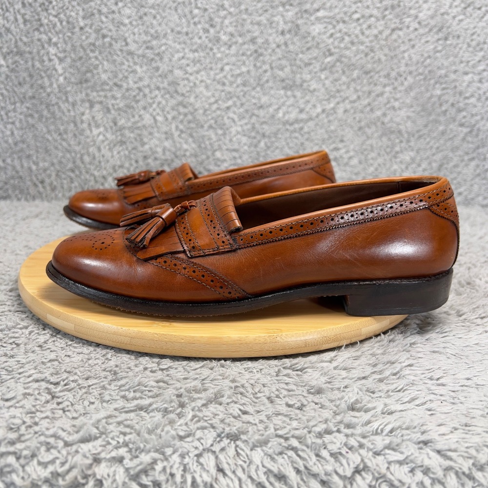 Allen Edmonds Bridgeton Loafers Mens 8.5 B Narrow Brown Leather Kiltie Tassel